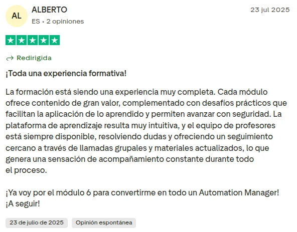 Testimonios y opiniones del curso Buildt Academy